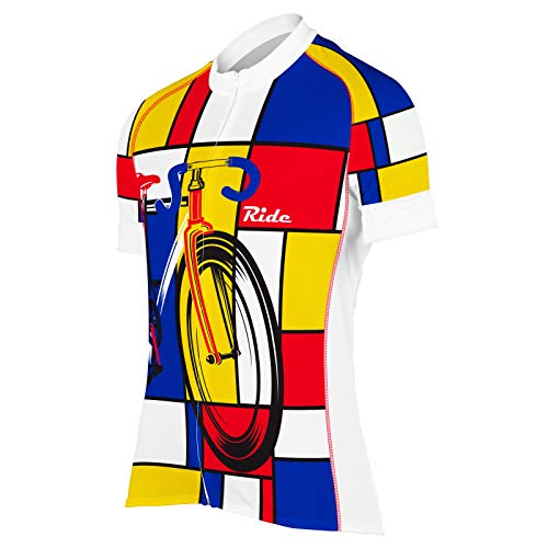 Peak 1 Sports Men's Cubism Cycling Short Sleeve Bike Jersey (Medium) Multicolor