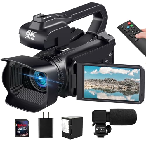 6K 64MP Camcorder Video Camera IR Night Vision Vlogging Camera for YouTube 18X Digital Zoom 4.0
