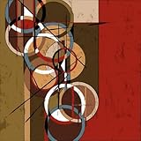 adrium Cuadro de madera de 100 x 100 cm: fondo abstracto de círculos retro vintage con pinceladas y salpicaduras (23754334)