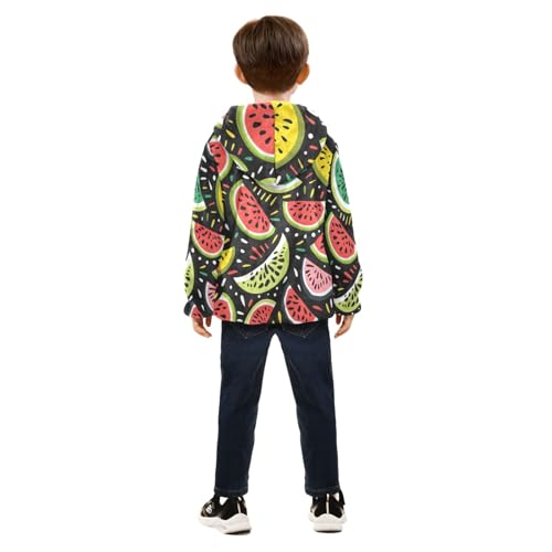 Boys Girls Fleece Jacket Cute Watermelon Graffiti Kids Warm Hooded Outwear Coat4
