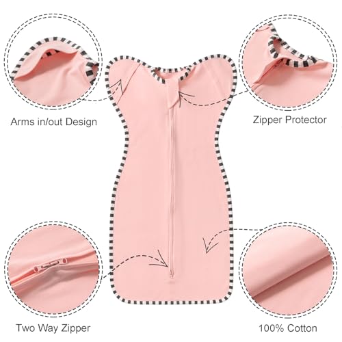 Image of Transition Swaddle, 2 Pack 100% Cotton Baby Sleep Sack | 2-Way Zipper Infant Arm Up Swaddle for Newborn Baby Boy Girl