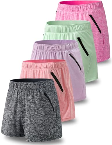 Women's 5-pack Workout Shorts with Zipper Pockets