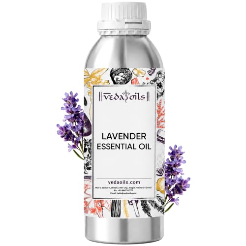 Image of VedaOils Lavender Essential Oil for Relaxation, Sleep & Stress Relief | 100% Pure & Natural Aromatherapy Oil for Diffuser, Skin & Hair Care | Calming Floral Scent - 100ml
