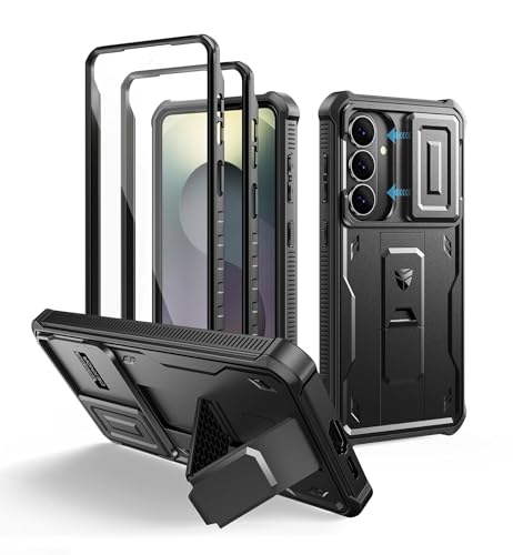 Image of Dexnor for Samsung Galaxy S26+ Plus Case with Upgraded Slide Camera Cover & 2 Front Frames & Built-in Screen Protector & Kickstand, Heavy-Duty Rugged Case Full-Body Protective Cover(2026),Black