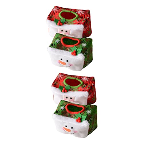 Ciieeo 4 Pièces Boîte à mouchoirs de Noël décorations pour la Maison Housse de Protection en Papier Articles de Noel Article de Noel Box Noel en Tissu décoratif Conteneur de mouchoirs
