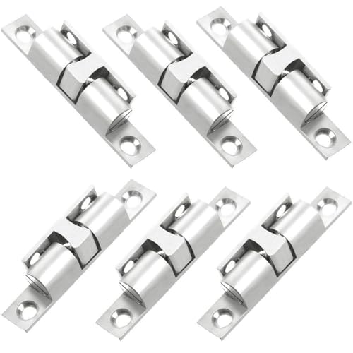 6 Pcs Brass Cabinet Cupboard Door Catch Ball Tension Catch Furniture Latch for Cupboard Latch, Internal Doors, Shoe Closet (Silver)
