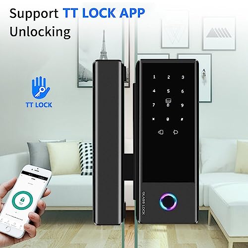 Fechadura Eletrônica Digital de Embutir - Portas de Vidro 4 Métodos: Impressão Digital, Chave, Cartã