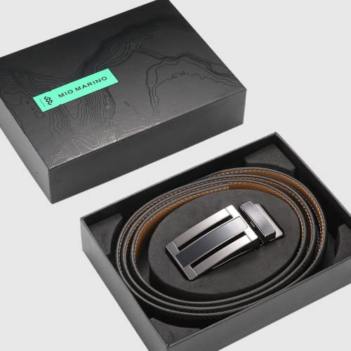 Image of Marino Avenue Ratchet Belt for Men. Adjustable Leather Dress Belt with 38 Easy to Click Into Place Ratchet Closures.