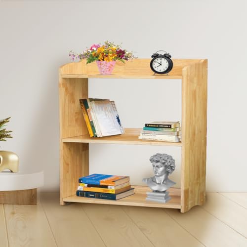 Image of Bookcase by Natural Wood, Wooden 3 Tier Bookshelf, Small Wood Bookcase Storage Shelf, Open Shelf Organizer for Bedroom, Living Room and Office.