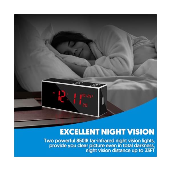 kelucimy Hidden Camera Alarm Clock with Strong Night Vision,4K WiFi Spy Camera Wireless Hidden Cam Motion Detection Mini Nanny Secret Cam with Phone App for Home Security(2.4/5Ghz)… - Image 4
