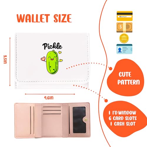Pickle Wallet For Teens Kids Girls Age 6,7,8,9,10,11,12, Small Slim Thin Mini Compact Women Wallet, Animal Lovers Gifts Stuff, Cash Card Coin Pocket Window For Female!2