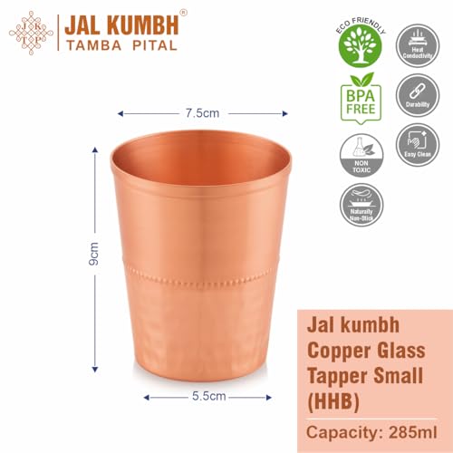 Image of Pure Copper Glasses Tapper Hhb Water Pure Tamba Glass for Drinking & Serving Water Tumbler-285 ML