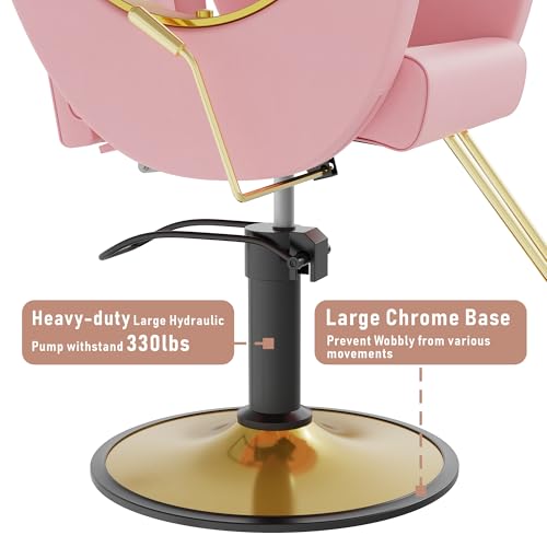 Image of LOUVIXA Barber Chair for Hair Stylist, Height Adjustable Hydraulic Hair Reclining Salon Chair, 360 Degrees Rotation, Multi-Function Shampoo Chair for Salon Barbershop (Modern Pink)