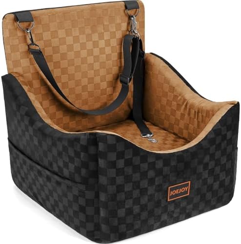 JOEJOY Hunde Autositz für Kleine/Mittlere Hunde bis 16Kg,Braun | Hundesitz Auto Waschbar, hunde autositz rückbank mit Aufbewahrungstaschen, Memory Schaum-Füllung, Rückbank & Vorder