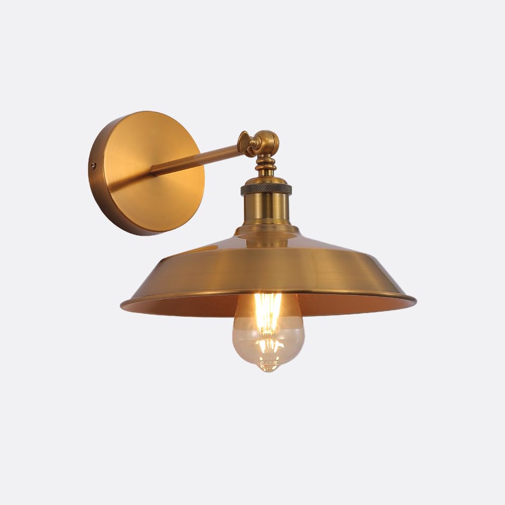 Tekled Gold Aluminium Bronze - Step Myhome Hinged Metal Wall Light | E27 Fitting | For Bedrooms Living Rooms Study Rooms Hallways Receptions Cafes Restaurants | (Bulb Not Included)
