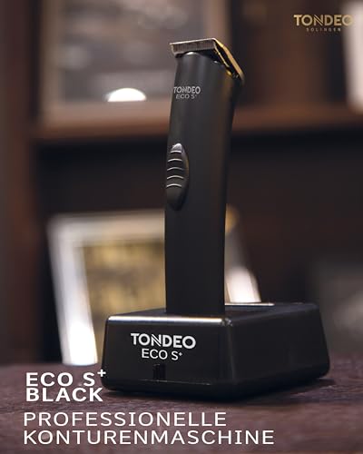 TONDEO Haarschneidemaschine ECO S PLUS BLACK | Profi Haarschneider inklusive Ladestation und Aufsteckkamm für 4 verschiedene Schnittlängen