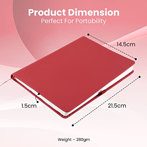 Image of Classic Journal with Faux Leather Cover for Writing, Planning, Travel, Office Use, 80gsm A5 Paper size, Magnetic Lock & Pen Loop Journal, Hard cover binding, College Ruled Notebook, Color - Red (176 Pages)