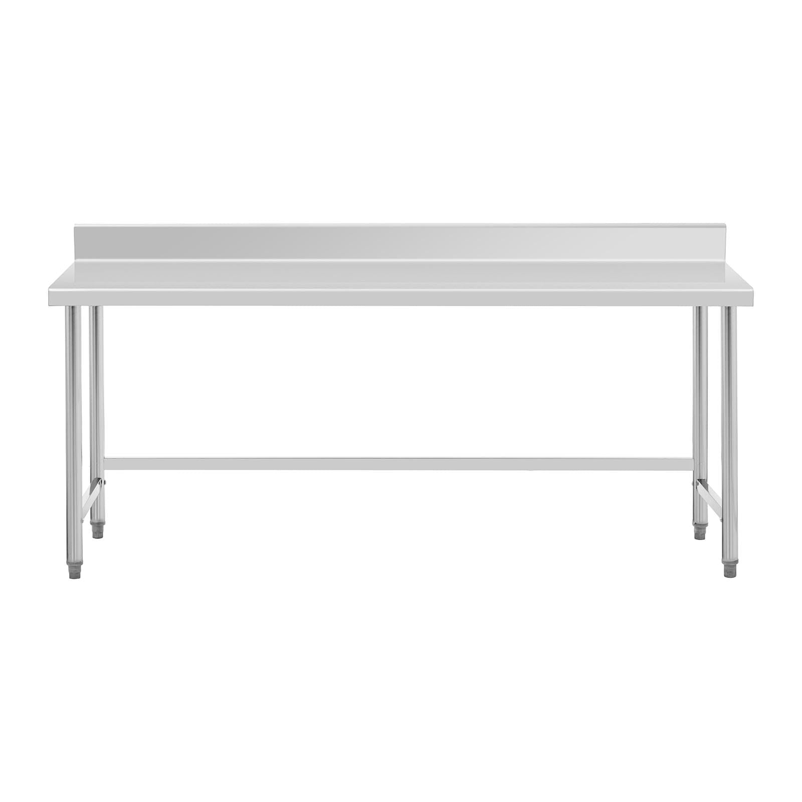 Helloshop26 Tavolo da Lavoro in Acciaio Inox Piano di Lavoro in Acciaio Inox Piano di Lavoro Professionale Tavolo da Lavoro Cucina sostenuta Backsplash 200 x 70 cm 95 kg 14_0005122