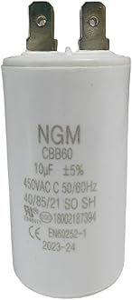 10UF CBB60 Motor Run Capacitor 450VAC Volts Round Cylinder 4 Pins, Metallized Polypropylene Film Capacitor for Motor Run, Air Conditioners, Washing Machines, Operating Voltage Range 250V ~ 450V