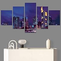 SIGNWIN 5 Panel Canvas Wall Art Modern Art Cityscape Contemporary Expressive Multicolor Photography Places for Home Decorations Ready to Hang - 60
