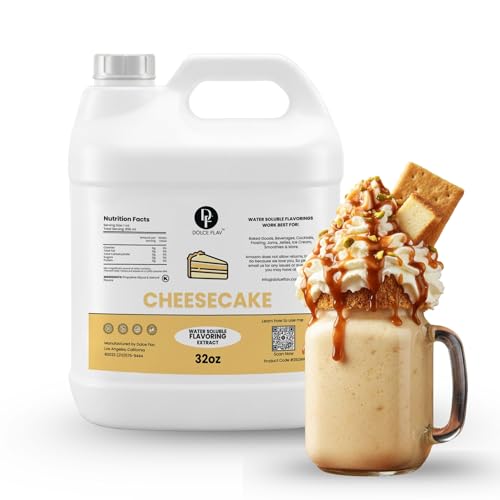 Image of Dolce Flav Cheesecake Extract - 8 Ounce Water-Soluble Kosher, Sugar-Free, Concentrated Creamy Flavor for Desserts, Frostings & Pastries, Includes Measured Dropper