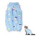 NiCola Cat Professional Recovery Suit for Abdominal Wounds or Skin Diseases, E-Collar Alternative for Cats, After Surgery Wear, Kittens Physiological Clothes (Blue, M)