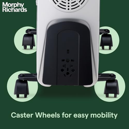 Image of Morphy Richards OFR 13F 13-Fin Oil Filled Radiator Room Heater | 2900W (2500W + 400W PTC Fan) | Adjustable Thermostat, Safety Shut-Off, Castor Wheels | White