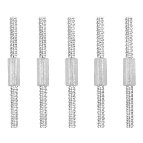 PATIKIL M6x80mm Double End Threaded Stud Screw, 5pcs 304 Stainless Steel Hex Bolt Left and Right Hand Threaded Rod Bar Adapter for Furniture Hardware, House Maintenance
