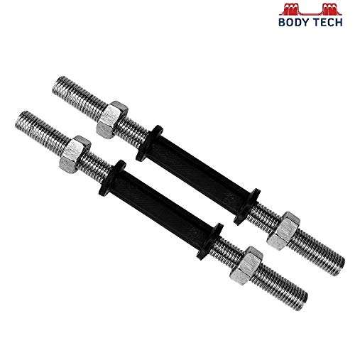 Image of Body Tech Rubber 100kg-Combo with 14 Inches Steel Dumbbells Rod and 7 Feet Straight Rod 25mm