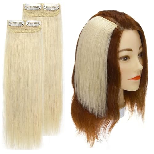 Image of Real 100% Human Hair 2Clip Extension Remy Straight Side Bangs Patch To Add Side Hair Volume LightBlonde Color Highlights | Soft Natural Looking Reusable Lightweight Clip Extension for Daily Use, Styling & Party Causal Wear | 8inch Hair Length (2pc)