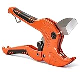 S2U PVC Pipe Cutter, PVC Cutter Cuts PVC/CPVC/PP/PEX/PE Pipe Up to 1-1/4”, One-hand Operation PEX Cutter, V-Shaped Japanese SUS420 Blade, Ideal for Plumbing/Irrigation/Sprinkler Systems/DIY projects