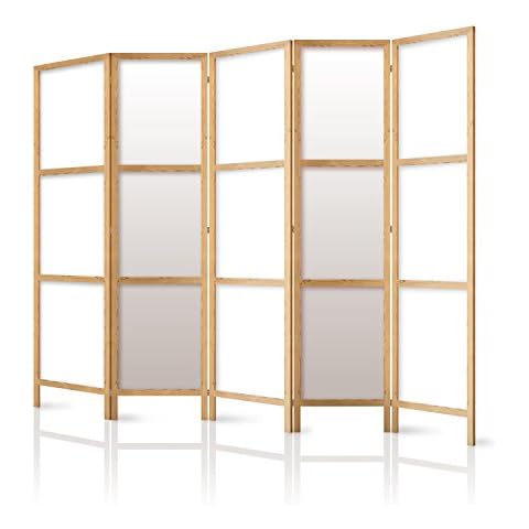murando Room divider XXL 225x171cm / 89"x68" 5 pieces non woven fabric German quality room divider wood design pattern hand made Home office Japan p-A-0009-z-c Cover