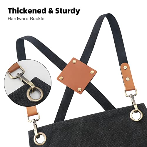 Mignongirl Chef Aprons For Men With Multi Pockets,Heavy Duty Canvas Cross Back Apron For Bbq/Kitchen/Cooking/Chef/Tool/Work,Adjustable Size M-Xxl,Black #TOP1