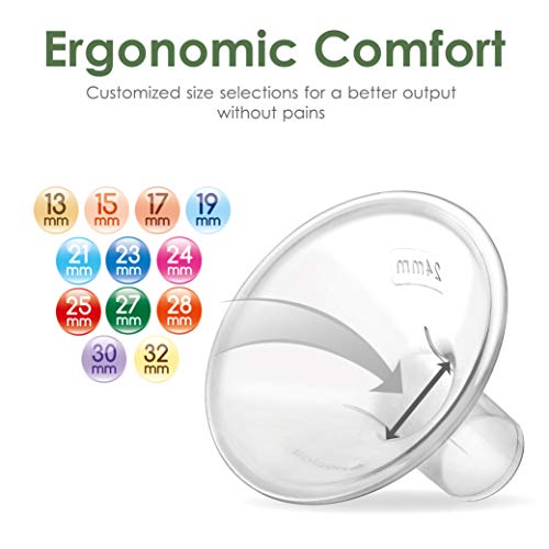 Image of Maymom MyFit Flange Set, Two-Piece Breast Shield (13mm Small) Base Connector for Selected Ameda Breast Pumps (Shield 13mm + Connector)