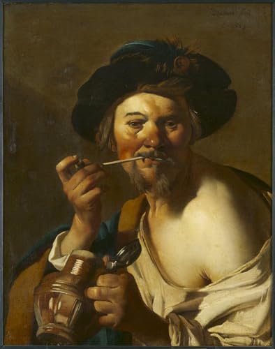 Arte en lienzo de Il bevitore que transforma tus paredes con el estilo de Van Baburen 60x90cm