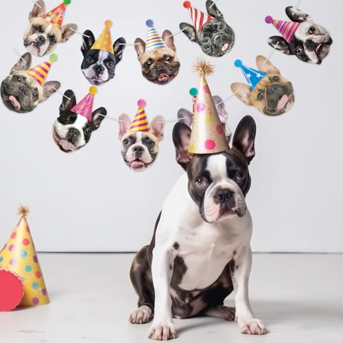 Image of Dog Birthday Banner Frenchie Birthday Decorations Funny French Bulldog Face Garlands Dog Theme Party Decoration Puppy Party Decorations Baby Shower Party Supplies