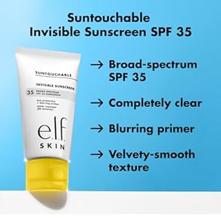 e.l.f. SKIN Suntouchable Invisible SPF 35, Lightweight, Gel-based Sunscreen For A Smooth Complexion, Doubles As A Makeup Primer, Vegan & Cruelty-Free, Packaging May Vary
