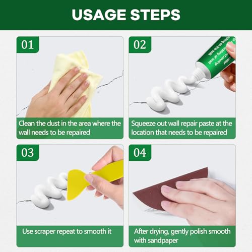 coutinfly Kit De Remendo De Reparo De Parede Spacke 6 Peças Com Raspador, Kit De Reparo De Drywall,