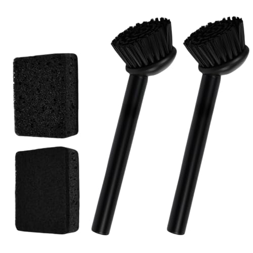 Ulluthu Juego de 4 Piezas Limpieza Cocina: 2 Cepillos Acero Inoxidable con Mango Negro + 2 Esponjas Doble Cara - No Ralla, Multifuncional - Limpia la Grasa de Ollas, Cuencos y Platos