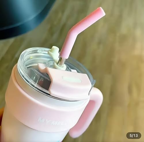 Image of MD'S Home Insulated 860ml Tumbler with Handle and Straw Lid 100% Leak-Proof Cupholder Friendly Travel Mug 29oz Stainless Steel Insulated Tumbler with lid and Straw Gifts for Women Men Him Her (Pink)