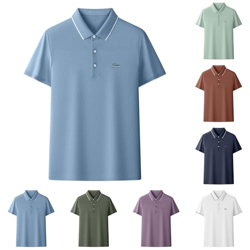 Polo de manga corta para hombre, transpirable, de secado rápido, cuello de camisa de golf, camiseta lisa, casual, trabajo, deportes, camisa de algodón suave de primera calidad, ajuste regular, camisa