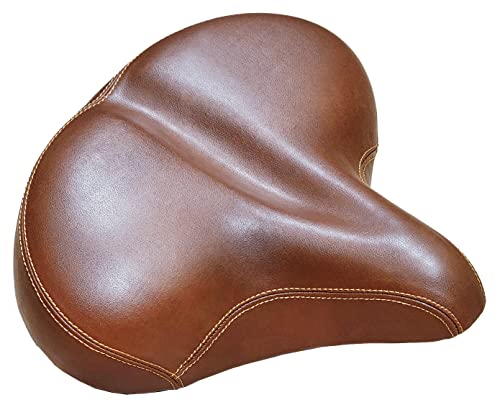 Made in Taiwan, Fito MF Oversized 10.5' Synthetic Leather Retro Beach Cruiser Bicycle Comfort Bike Seat Saddle - Brown