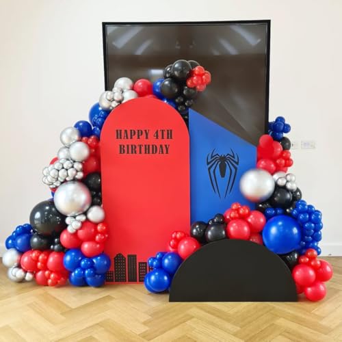 Image of Red Blue and Black Balloons, 67pcs 12 Inch Red Blue Confetti Silver Balloon for Boys Birthday Party Baby Shower Graduation Party Decoration