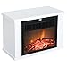 Produktbild HOMCOM Elektrokamin mit Heizung, elektrischer Kamin mit LED Flammeneffekt, 600/1200W Dekokamin, elektrisch Kaminfeuer Kaminofen, Weiß