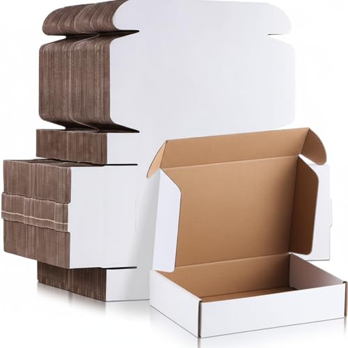 Image of Qilery 320 Pcs 7 x 5 x 2 Inches Shipping Boxes Corrugated Cardboard White Mailer Boxes Packaging for Small Business Mailing Wrapping Present Gift