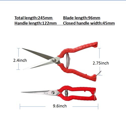 Extra Long Garden Scissors Gardening Tools Micro-Tip Pruning Shears, Non-Stick Precision-Ground Blades, 9.6” Sharp Plant Fruit Trees Bonsai Sharp Garden Scissors #TOP4