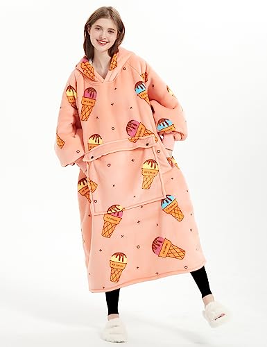 Image of KFUBUO Wearable Blanket Hoodie for Adults Sherpa All Patterns Oversized Sweatshirt Blanket with Pocket