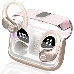 Aptkdoe Wireless Earbuds 75H Bluetooth 5.4 Sport Headphones with Earhooks | IPX7 Waterproof In-ear Buds Feature ENC Noise Cancelling Mic. Stereo Sound Device for Gym Running Workout, Rose Gold