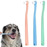 PEOVLVN Small Dog Toothbrush, 3 PCS Dog Toothbrushes Mini Head Soft Cat Tooth Brush for Small Breeds Puppy Kitten Tooth Brushing Kit, Easy Teeth Cleaning & Dental Care (Blue, Pink, Green)
