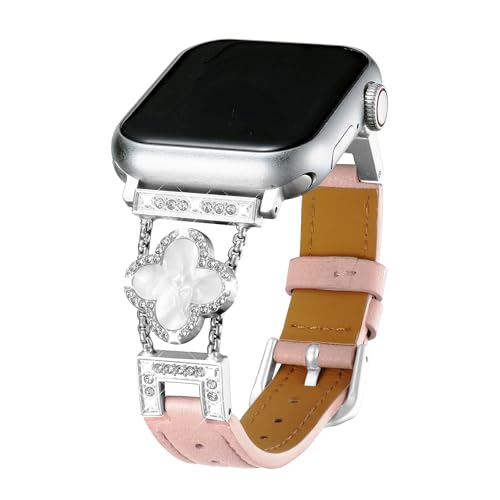 Moran Bling Diamond band Compatible with Apple Watch 38mm 40mm 41mm 42mm 44mm 45mm 49mm, Leather Band Jewelry Metal Slim Strap Women for iWatch Ultra 2/ Ultra Series 9/8/7/6/5/4/3/2/1/SE